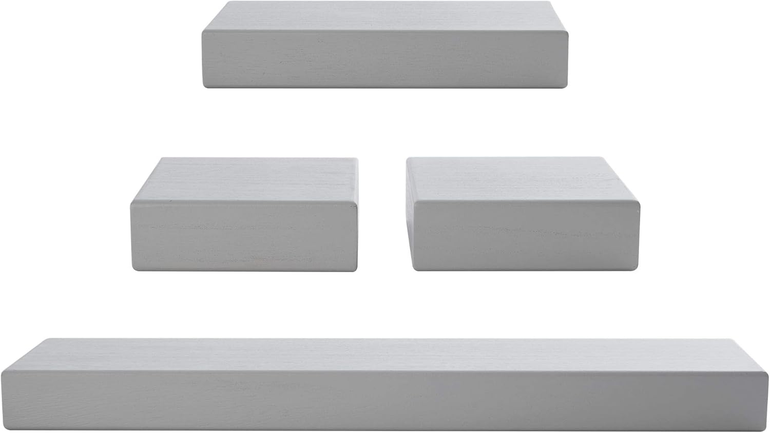 Melannco Set of 4 Distressed Light Gray Chunky Wood Shelves