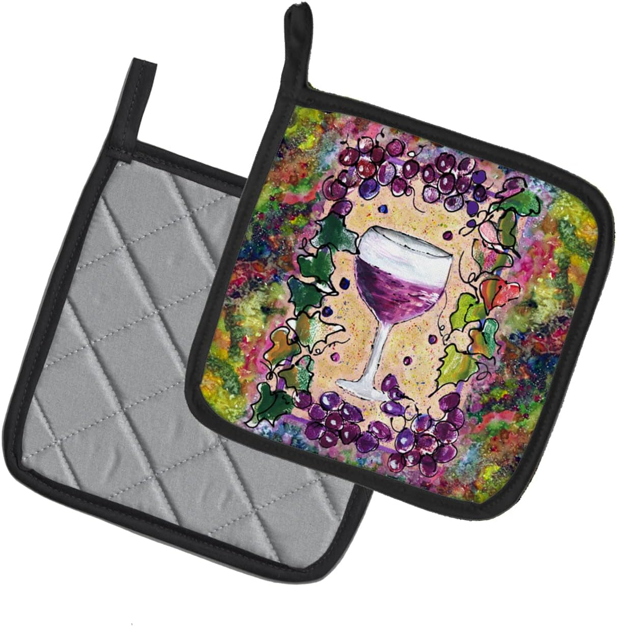 Carolines Treasures 8616PTHD Wine Pair of Pot Holders , 7.5HX7.5W, multicolor