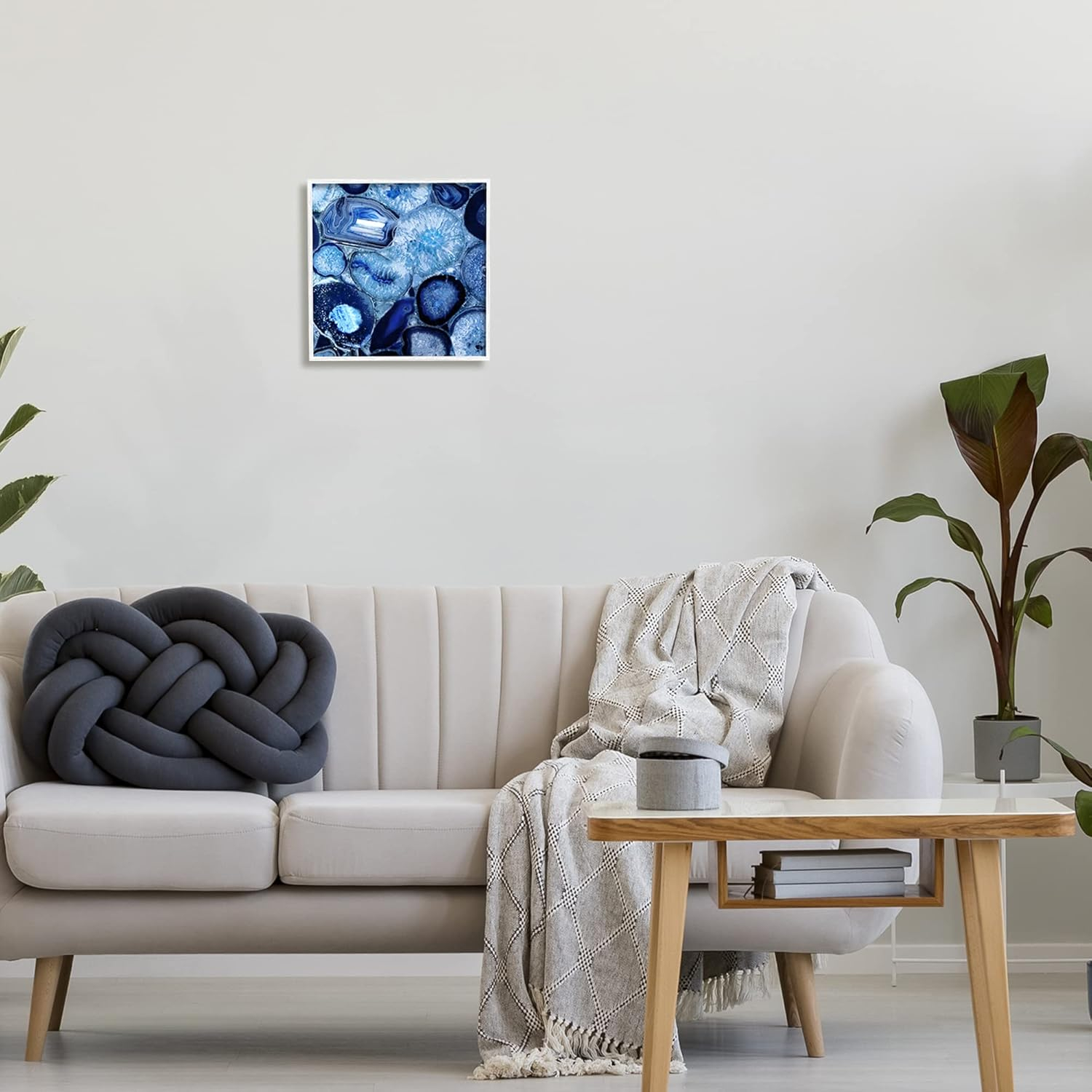 Stupell Agate In Blue Natural Geodes Abstract Painting White Framed Art Print Wall Art
