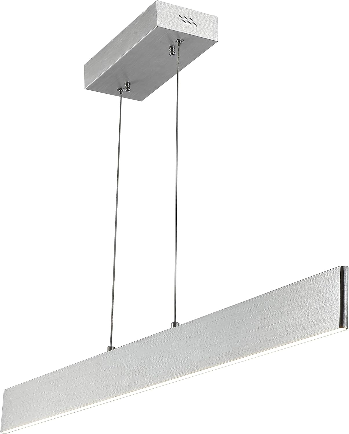 Draper 40" Dimmable Adjustable Integrated LED Metal Linear Pendant, Brushed Aluminum