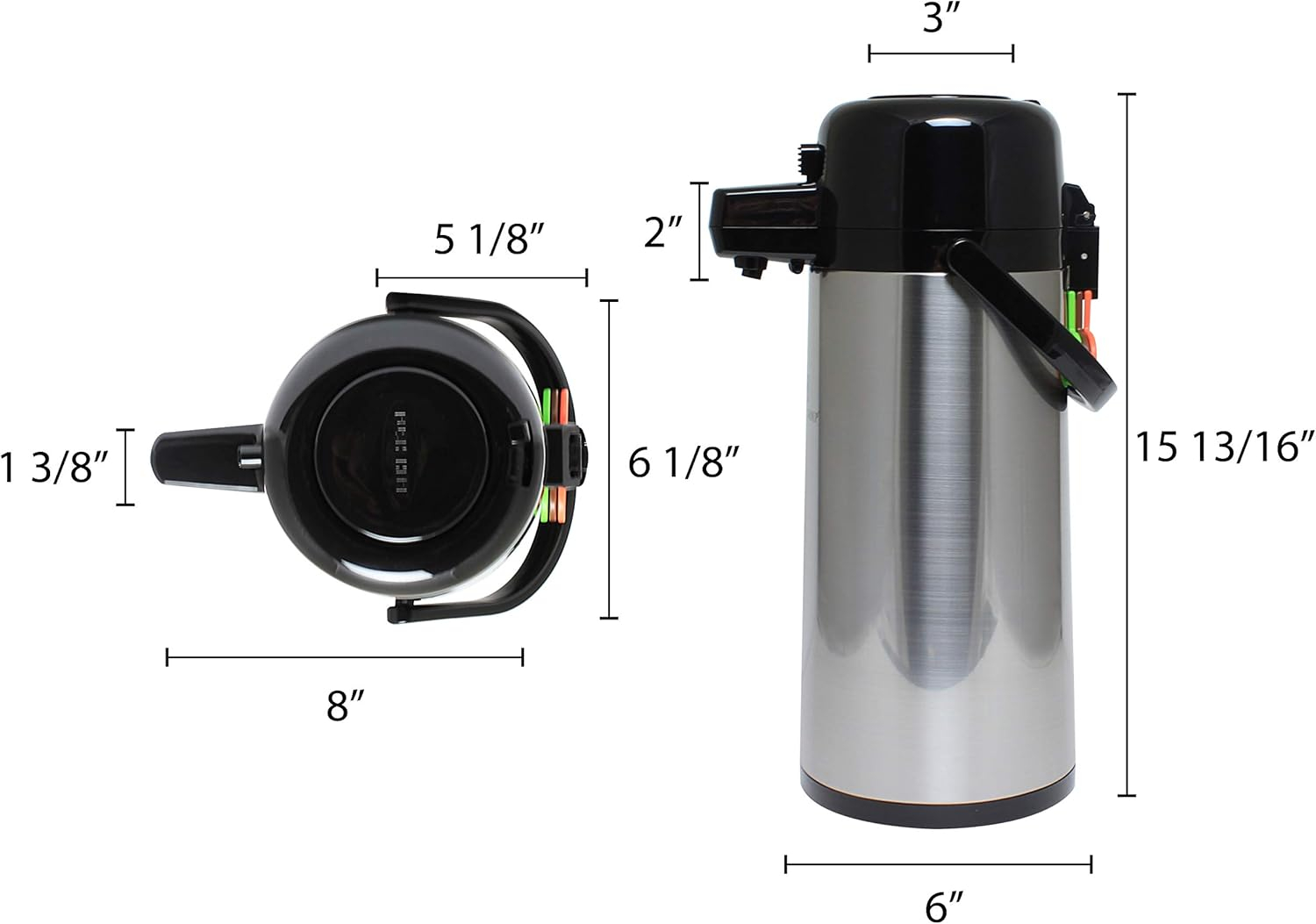 Stainless Steel 2.5 Liter Push Button Airpot