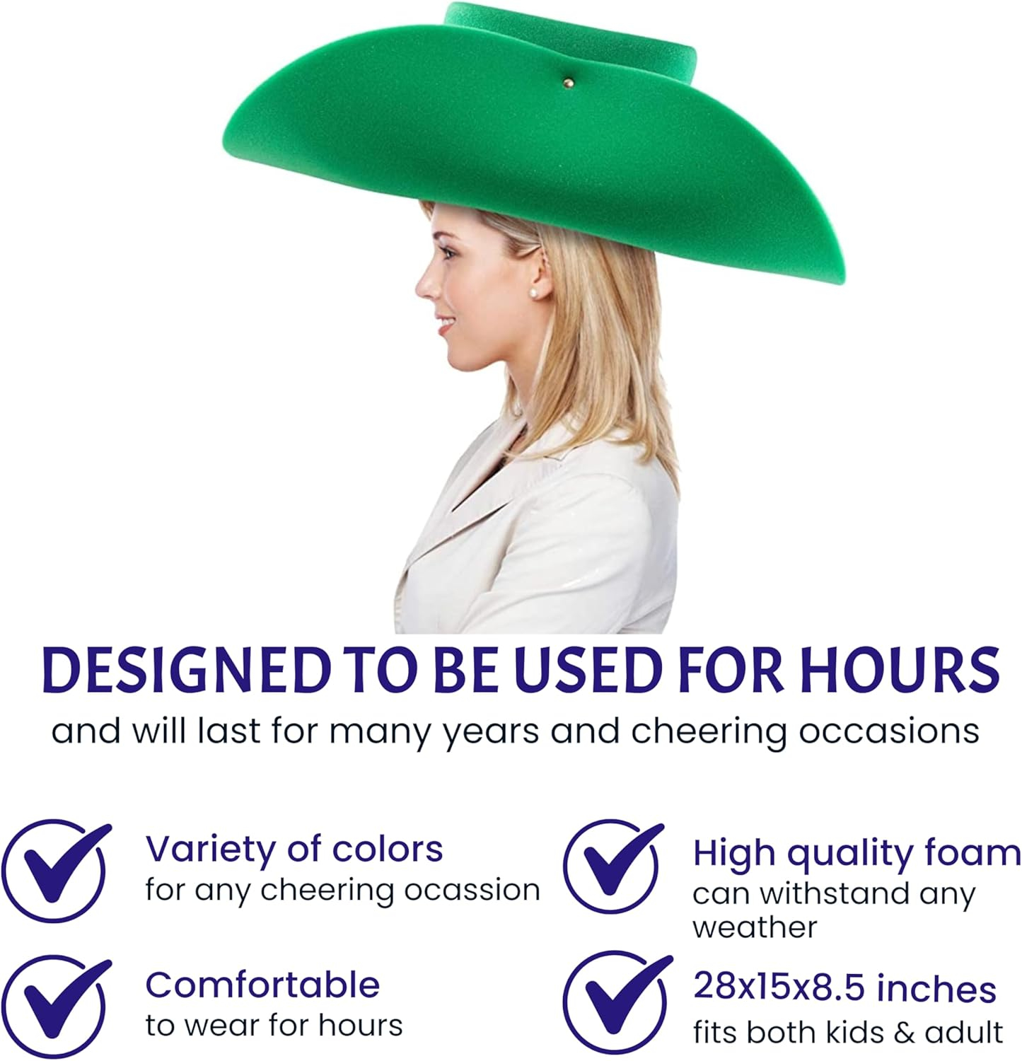 FUNSTITUTION Cowboy Hat, Giant Foam Cowboy Hat - Oversized Hat - Silly, Crazy and Funny Hats for Adults and Kids - Huge Hat - Yellow Hat