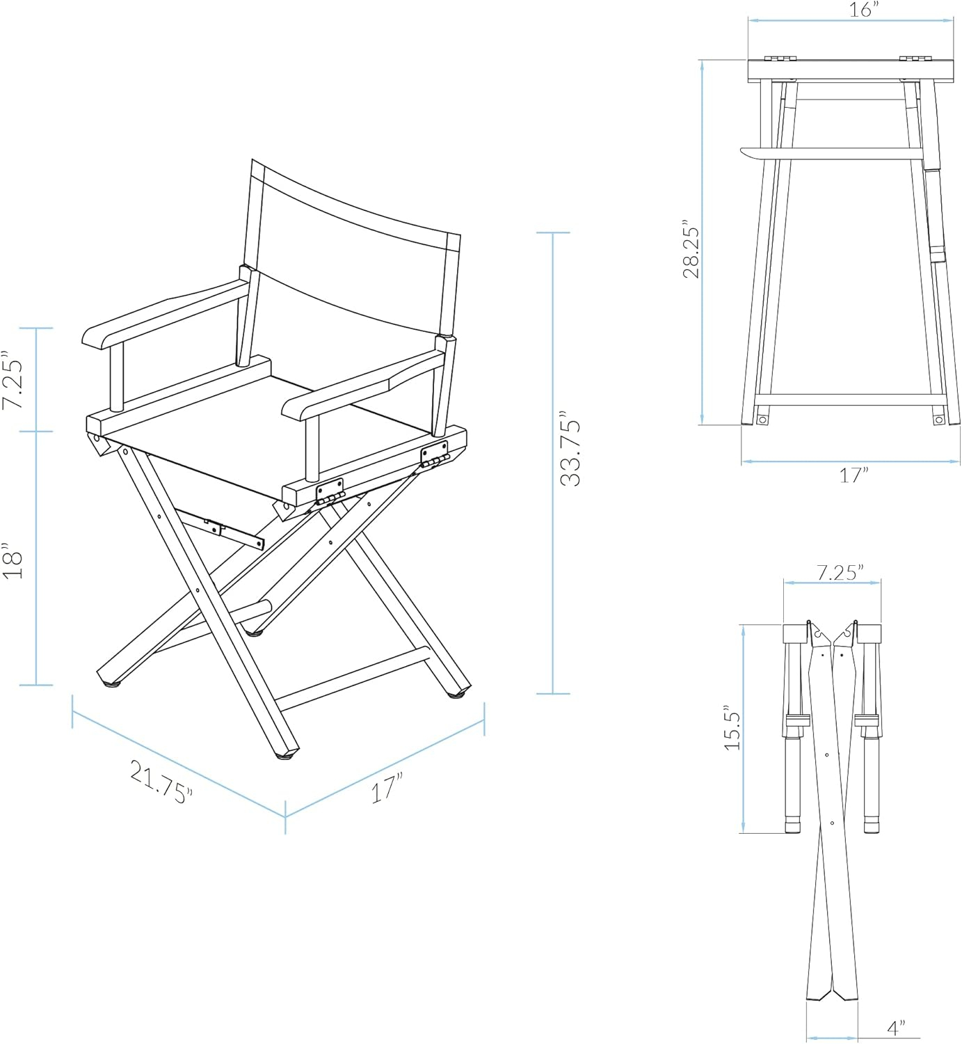 Casual Home 18-Inch Director Chair, Honey Oak Frame