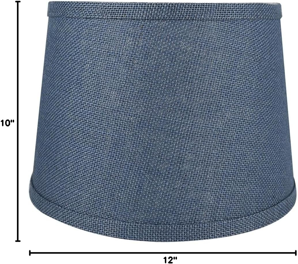 Denim Blue Burlap Drum Lampshade with Nickel Fitter
