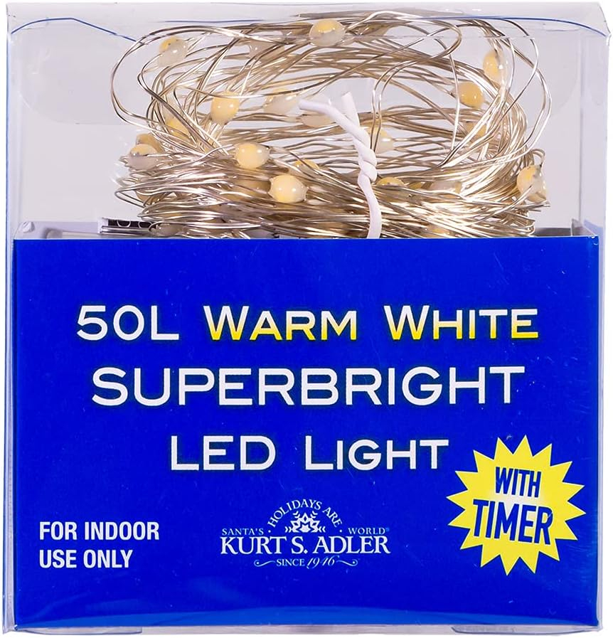 50-Light Warm White Battery Operated LED Christmas Tree Lights