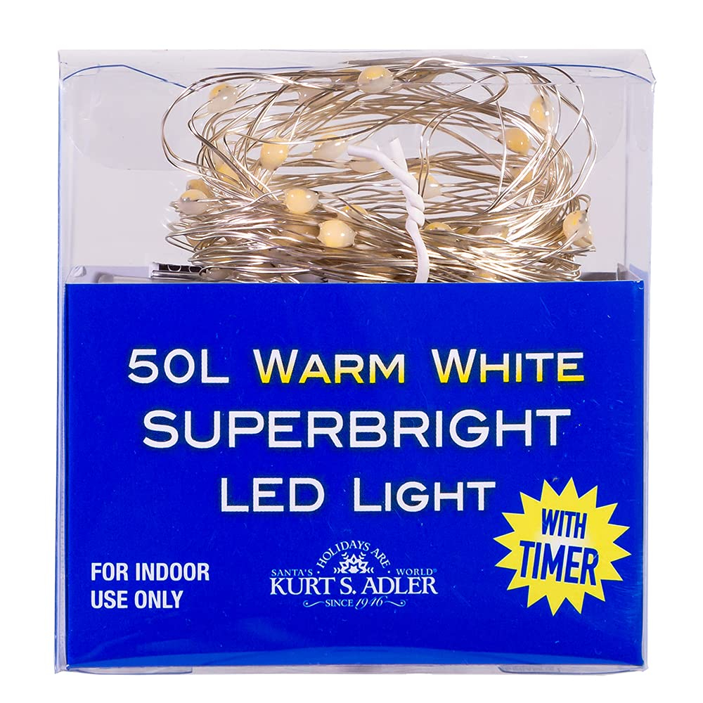 50-Light Warm White Battery Operated LED Christmas Tree Lights