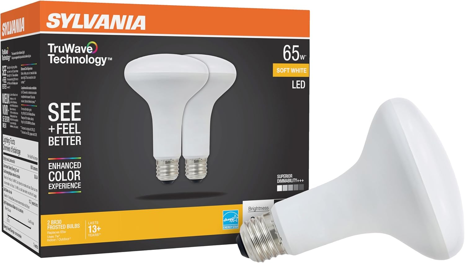 Sylvania TruWave BR30 E26 (Medium) LED Floodlight Bulb Soft White 65 Watt Equivalence 2 pk