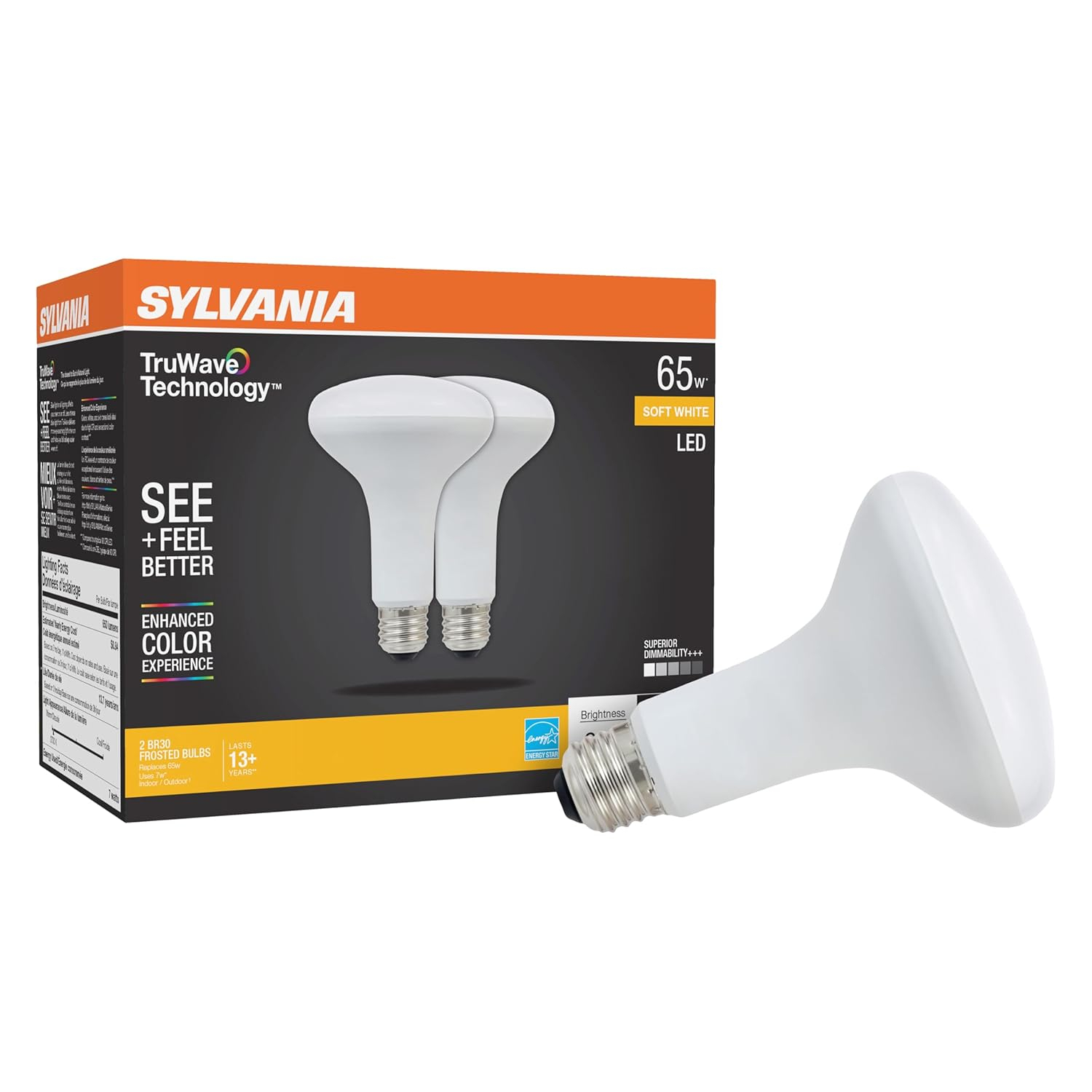 Sylvania TruWave BR30 E26 (Medium) LED Floodlight Bulb Soft White 65 Watt Equivalence 2 pk
