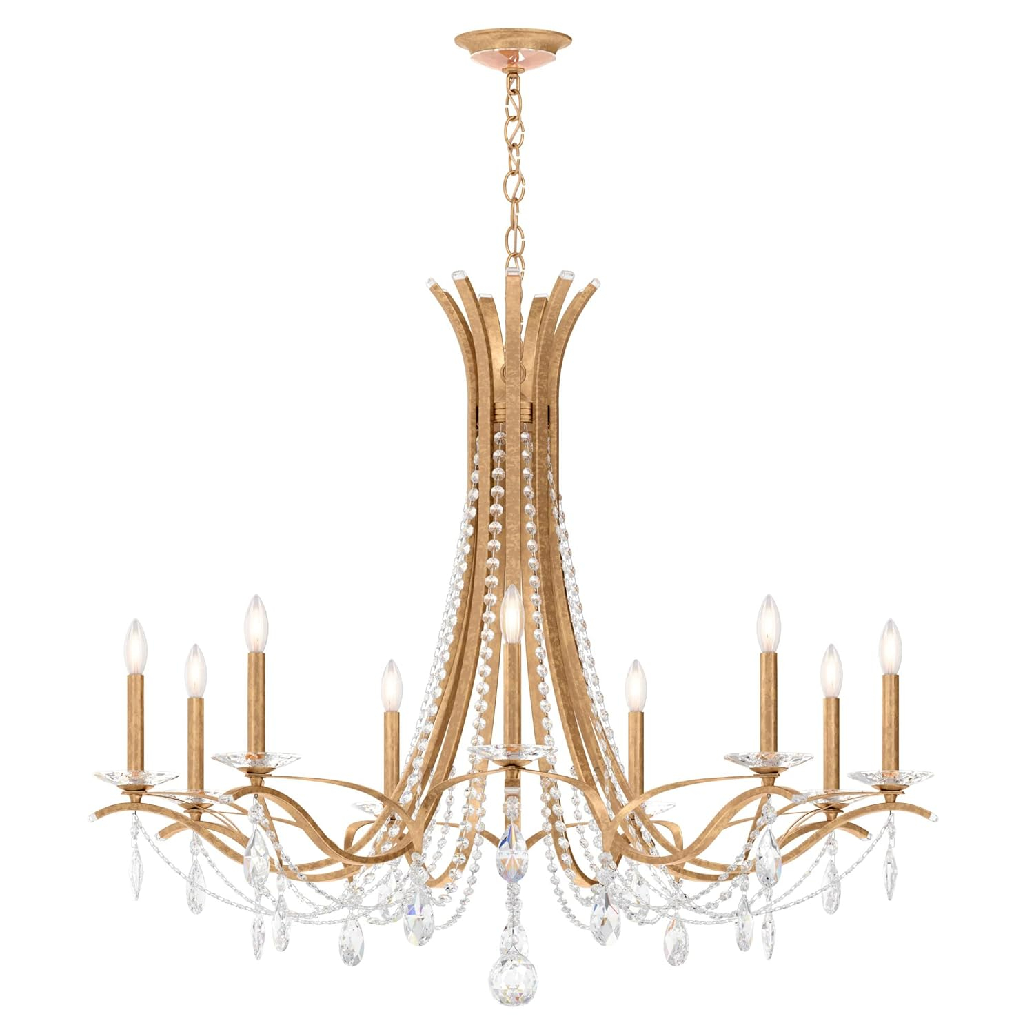 French Gold and Clear Crystal 9-Light Grand Chandelier