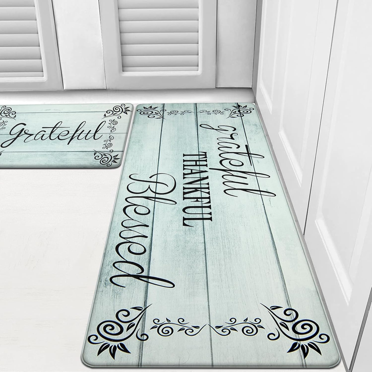 Rosalind Wheeler The Anti Fatigue Kitchen Mat Set of 2 Non Slip Cushioned Kitchen Mats for Floor Waterproof Farmhouse Kitchen Rugs and Mats Set Comfort Standing Desk Mat Carpet