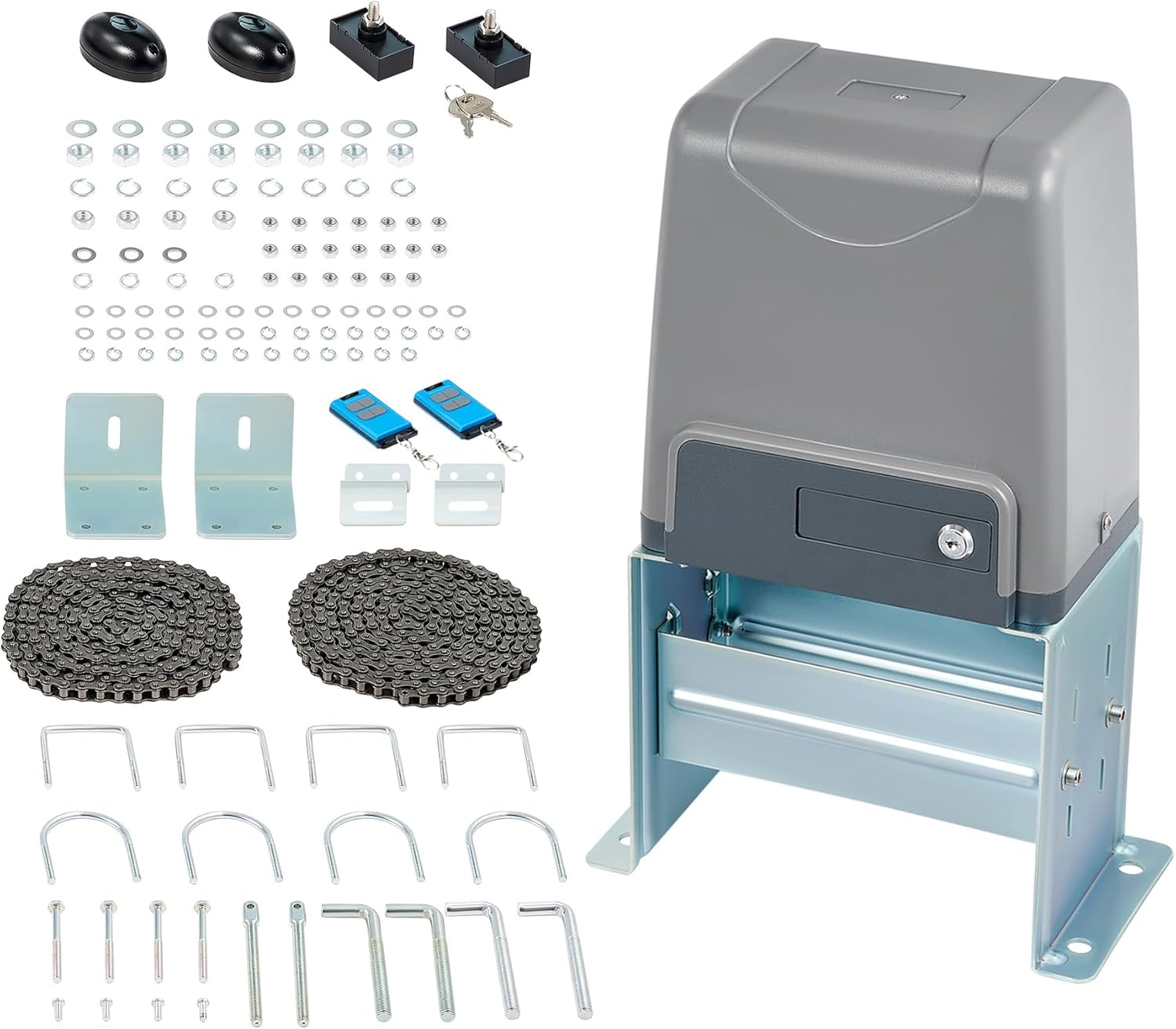 CO-Z Automatic Gate Opener, 550W Sliding Gate Opener for 3300lb 40ft Doors, Smart Gate Opener with 2 Remote Controls 2 Infrared Sensors, Driveway Home Garden Electric Gate Opener Gate Complete Kit