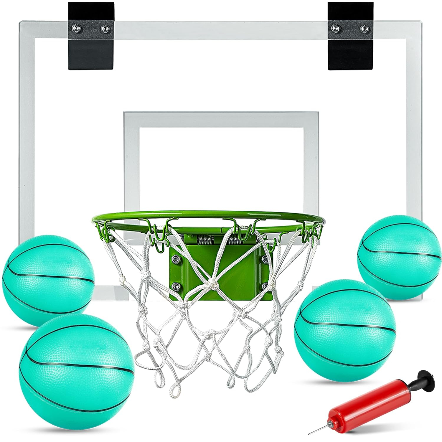 ropoda Mini Basketball Hoop - Glow in The Dark, Over The Door Basketball Hoop Indoor, Indoor Basketball Hoop Backboards for Teens and Adults, Mini Hoop for Kids with 4 Balls and Pump