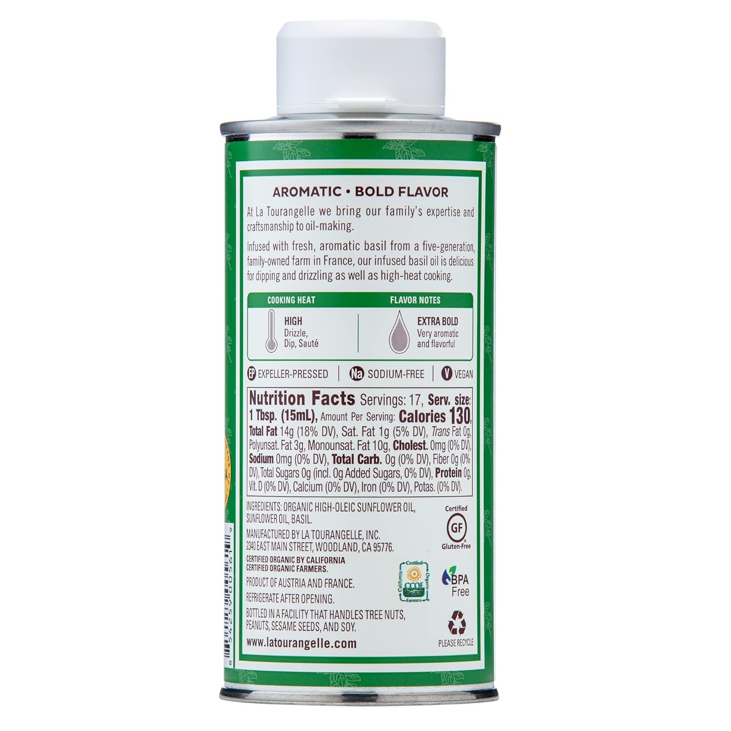 La Tourangelle Basil Infused Oil, 8.45 fl oz (250 ml)
