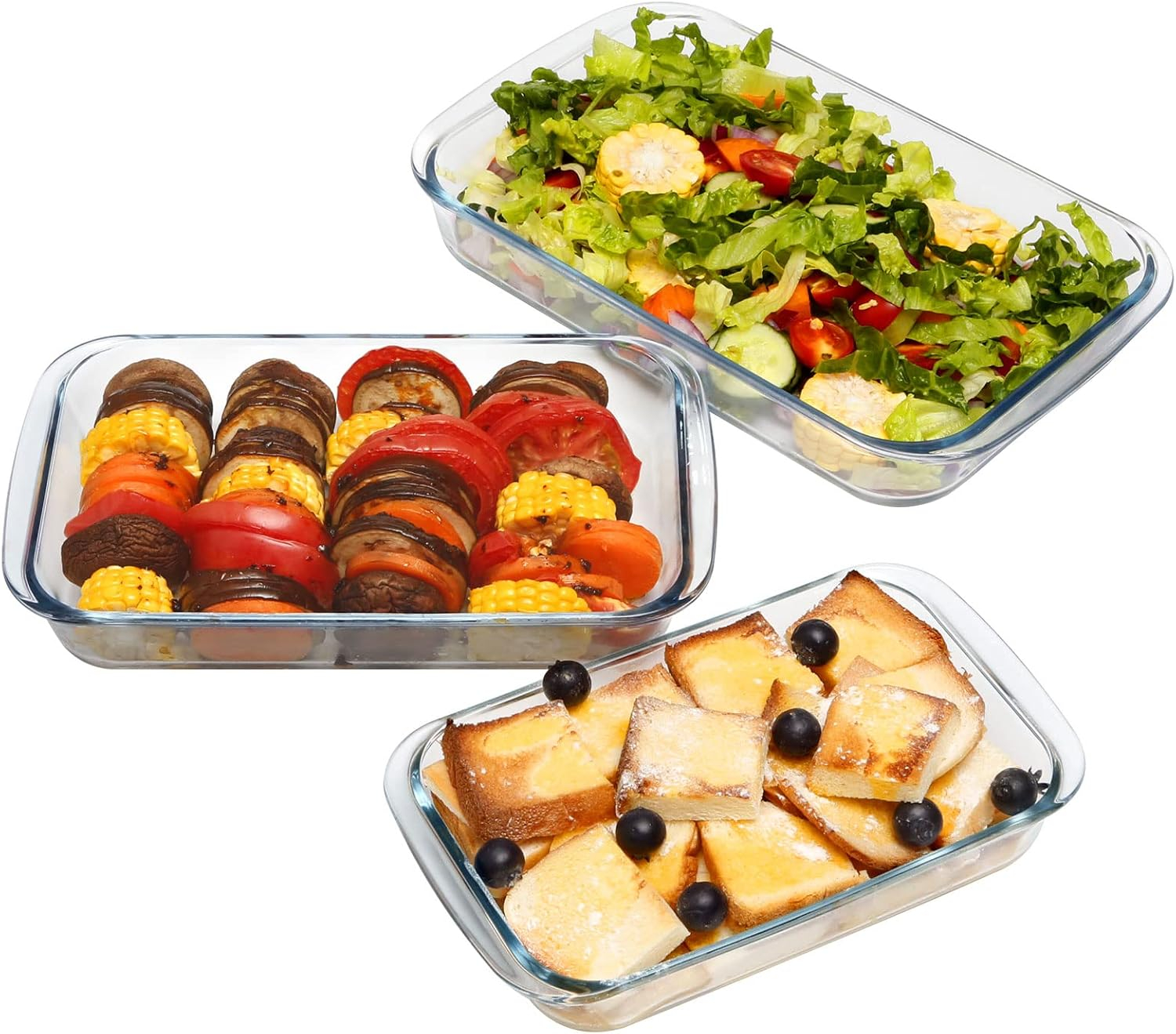 Mini-1 Quart Glass Baking Dish for Oven, 2 Pcs Single Serving Glass Pan for Cooking Oblong Casserole Dish Rectangular Baking Pan Glass Bakeware