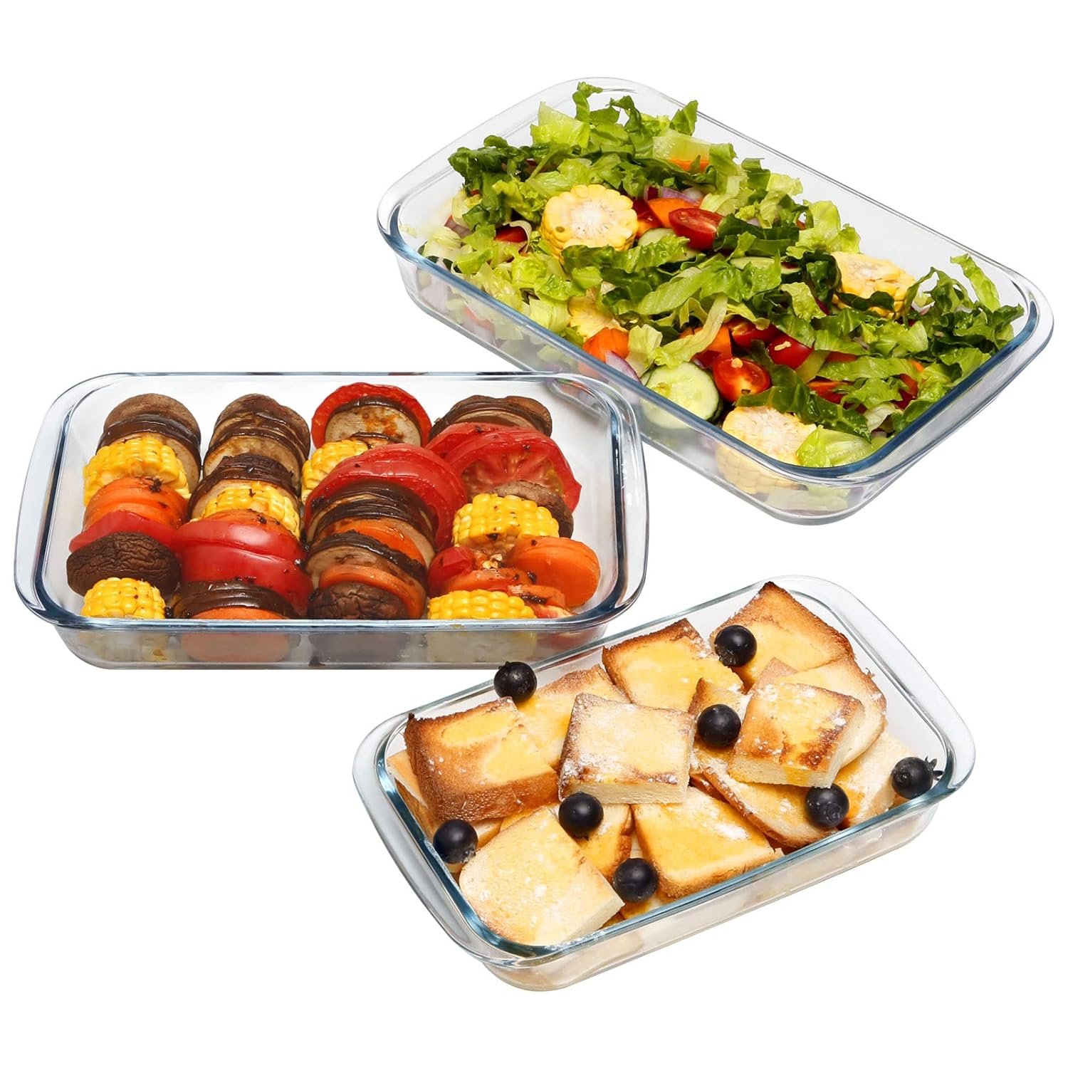 Mini-1 Quart Glass Baking Dish for Oven, 2 Pcs Single Serving Glass Pan for Cooking Oblong Casserole Dish Rectangular Baking Pan Glass Bakeware