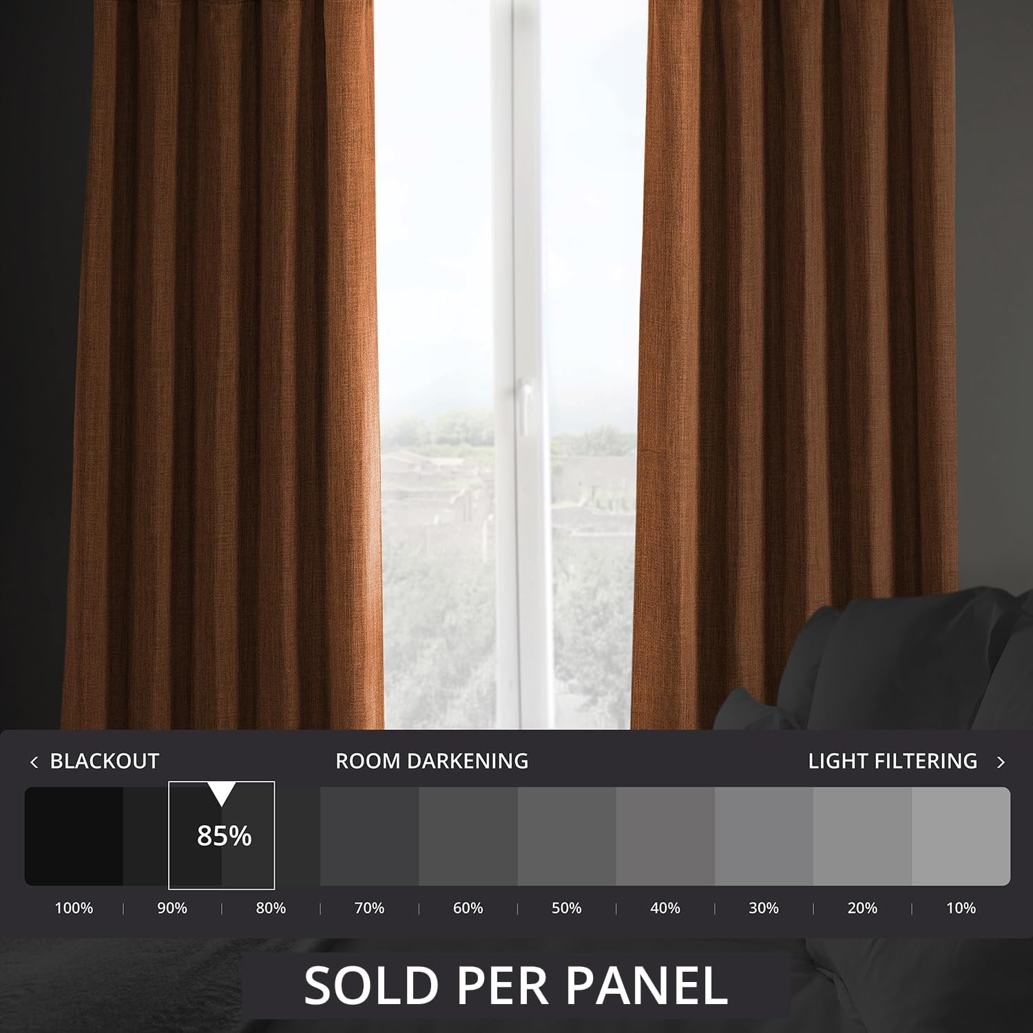 Desert Orange Solid Rod Pocket Room Darkening Curtain - 50 in. W x 108 in. L (1 Panel)