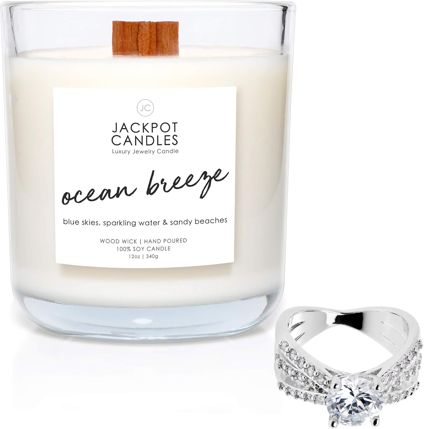 Ocean Breeze Candle with Ring Inside (Surprise Jewelry Valued at $15 to $5,000) Ring Size 9
