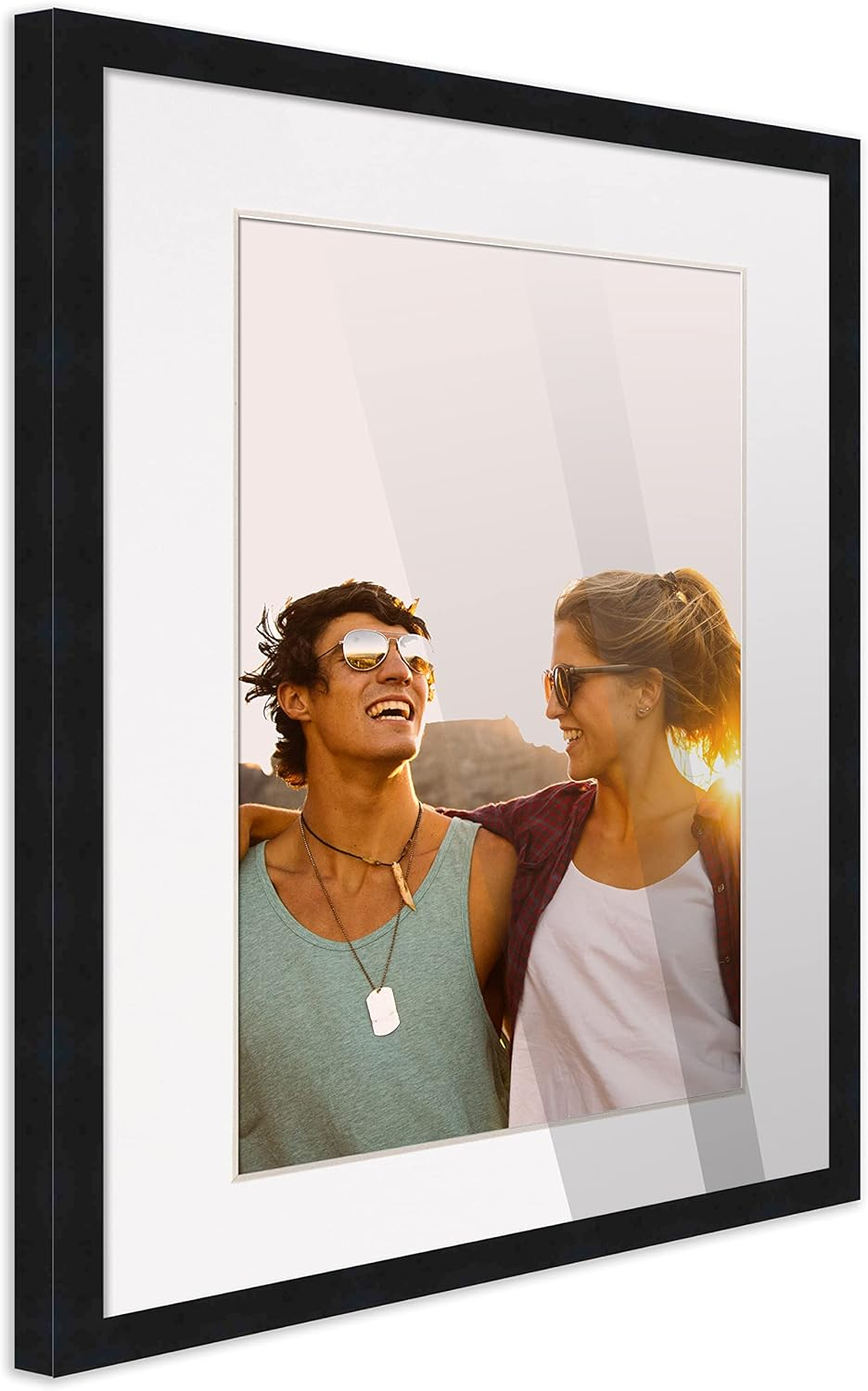 13x18 Frame Black With White Picture Mat For 13x18 Photo - Black 15x20 Frame To Display Print or