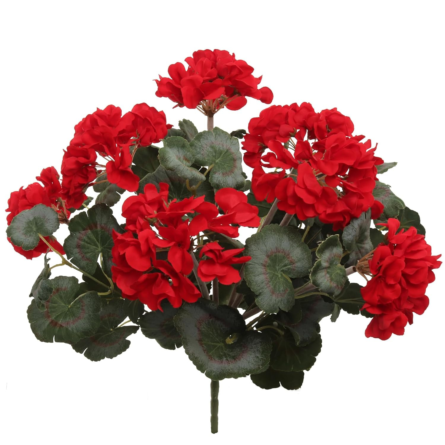 18-inch UV Resistant Red Artificial Geranium Bush for Indoor/Outdoor Decor
