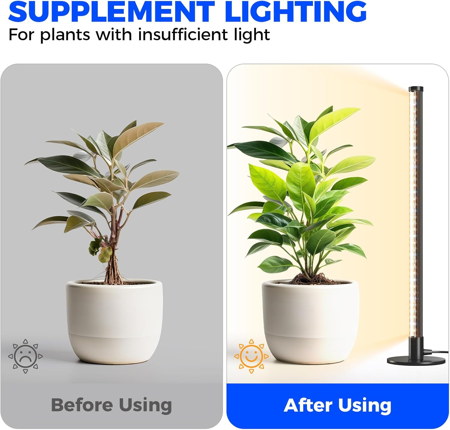 Barrina T10 Vertical Grow Light, 20W 2FT Desk LED Plant Light, Hanging and Standing, Table Top Full Spectrum Grow Lights for Indoor Plants with Stand and On/Off Switch, Ideal for Plants Growth