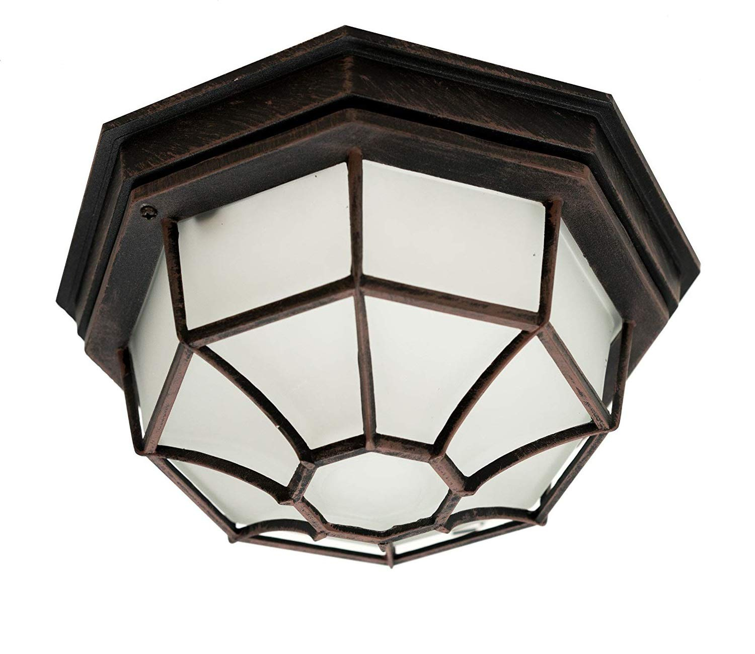 Trans Globe Lighting 40582 Wagon Wheel 1 Light Outdoor Flush Mount Ceiling Fixture - Rust