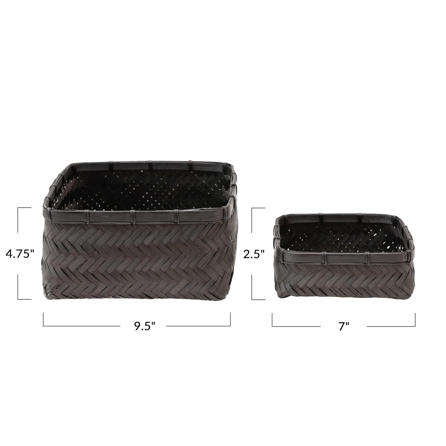 Bloomingville Bamboo & Water Hyacinth Baskets, Black, Set of 2