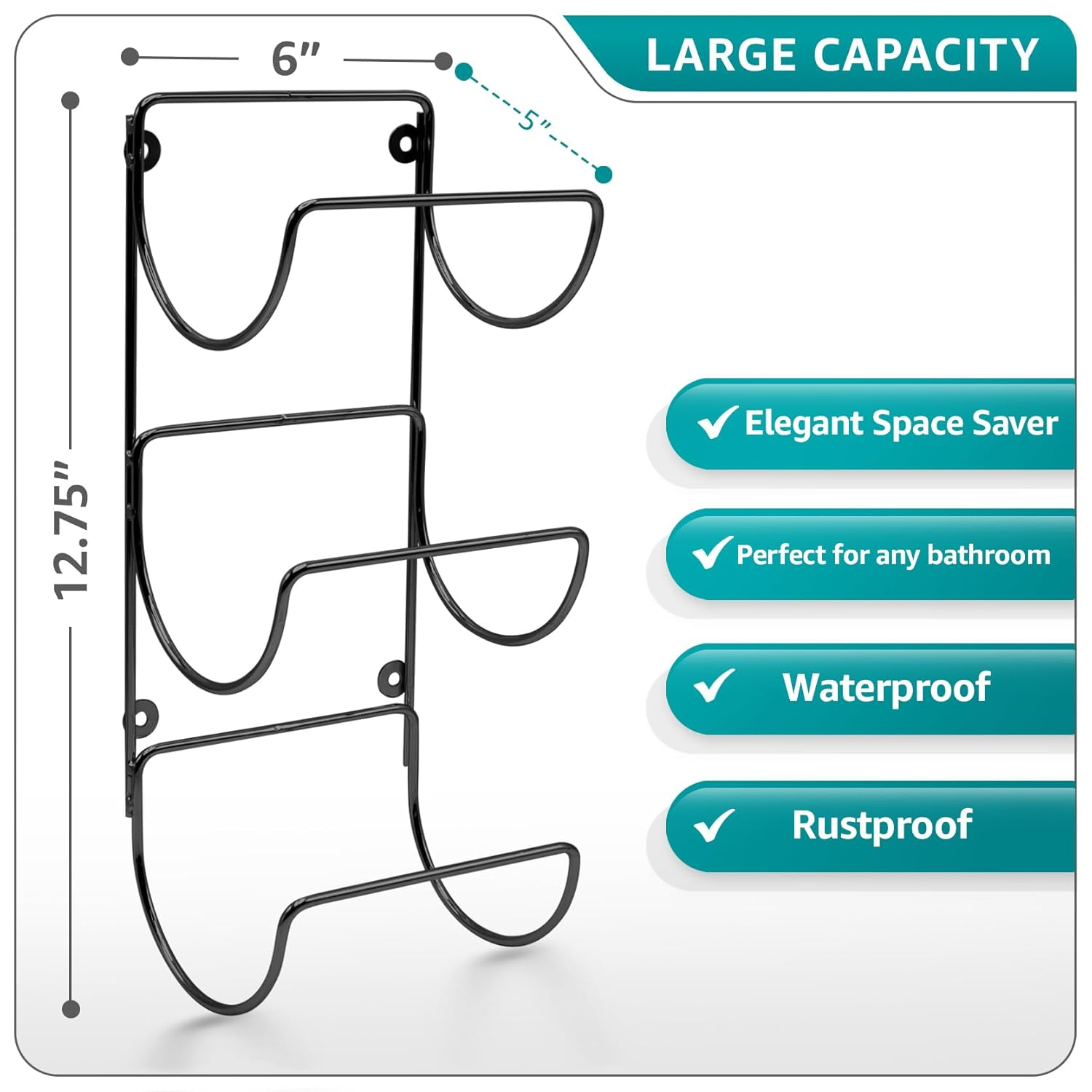 Black Iron Wall Mounted 6-Tier Towel Holder Set