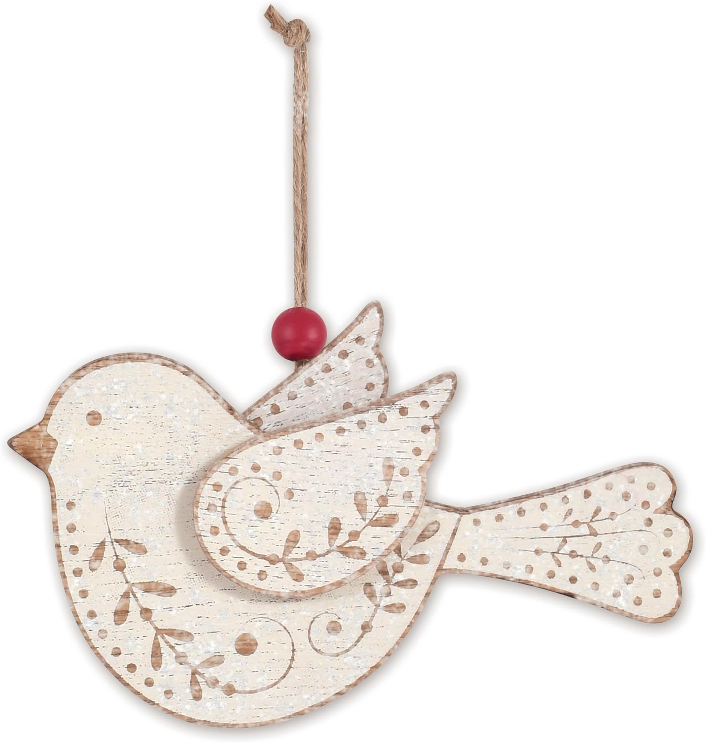 Sunset Vista Designs Decorative Hanging Figurine Christmas Ornament, 6 Inch Metal, Distressed Bird
