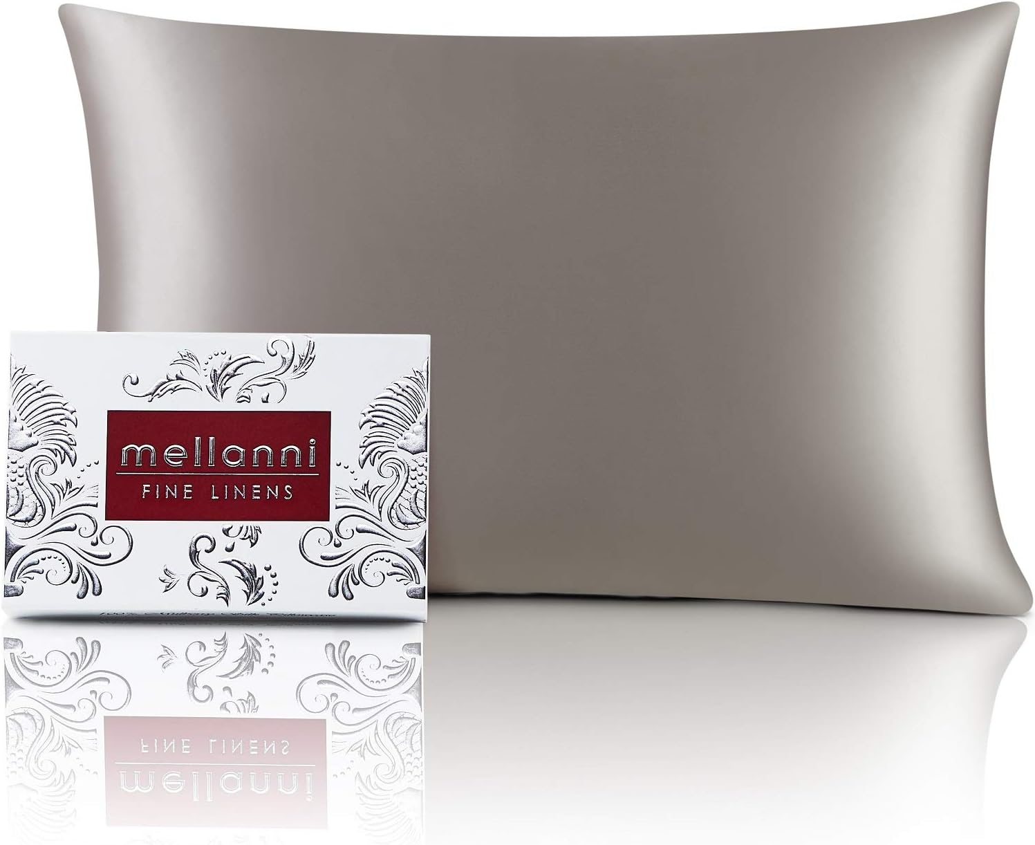 Mellanni Mulberry Silk Collection 19 Momme Light Gray Silk Pillowcase, Body 20"x54"