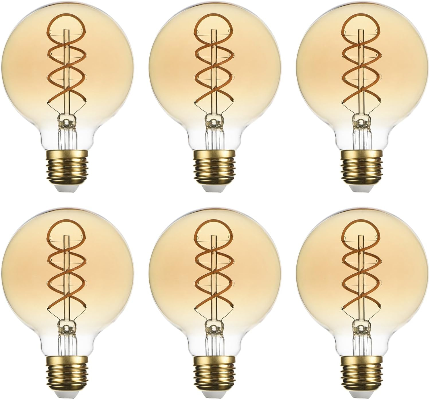 SD LUX G25 Dimmable Vintage Globe Light Bulbs Retro Decorative LED Edison Bulbs 6W 450lm (Equi. 40W), E26 Medium Base, CRI>90 Warm White 2200K (G25-Amber, 6)