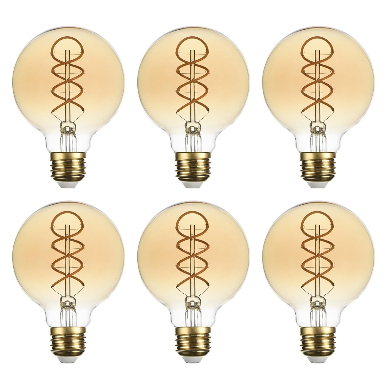 SD LUX G25 Dimmable Vintage Globe Light Bulbs Retro Decorative LED Edison Bulbs 6W 450lm (Equi. 40W), E26 Medium Base, CRI>90 Warm White 2200K (G25-Amber, 6)