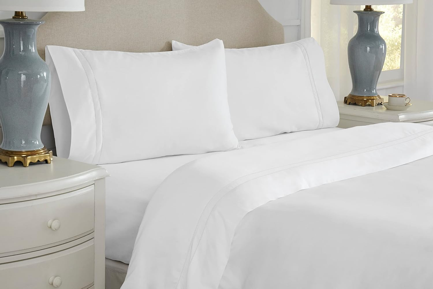 Pointehaven - 620-KWH 620 Thread Count Long Staple Cotton Deep Pocket Oversized Sheet Set, King, White