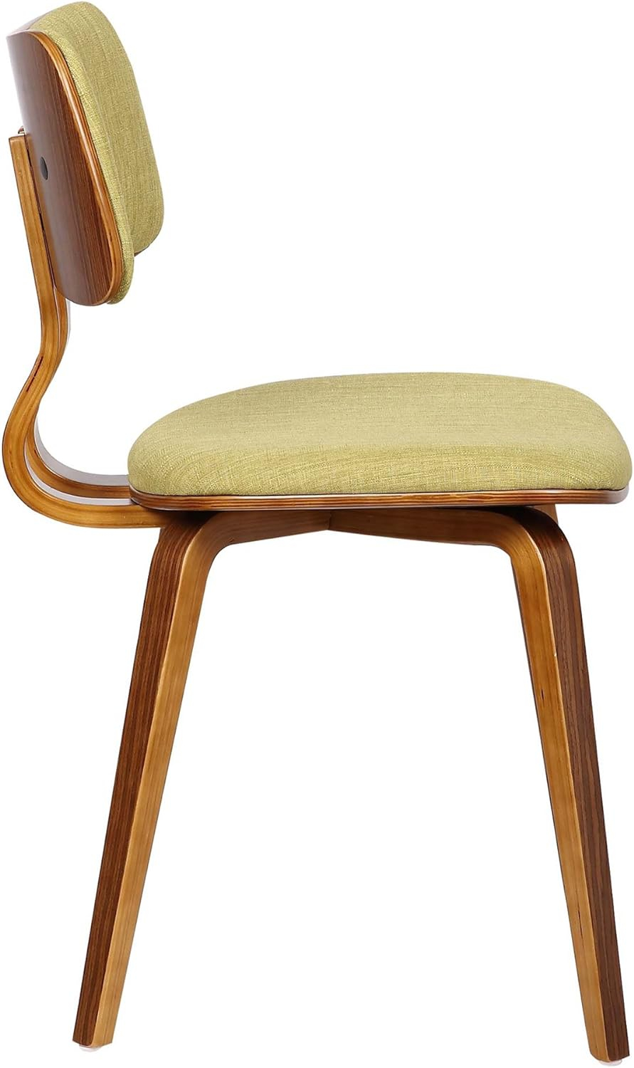 Jaguar Mid-Century Modern Kitchen Dining Table Accent Chair in Walnut Wood and Green Fabric
