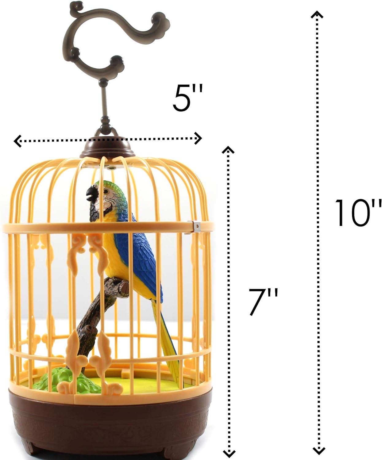 Haktoys Sound & Motion-Activated Chirping Bird in Cage – Realistic Singing Toy with Moving Beak & Melodic Sounds | Battery-Operated Decorative Desk & Room Accent