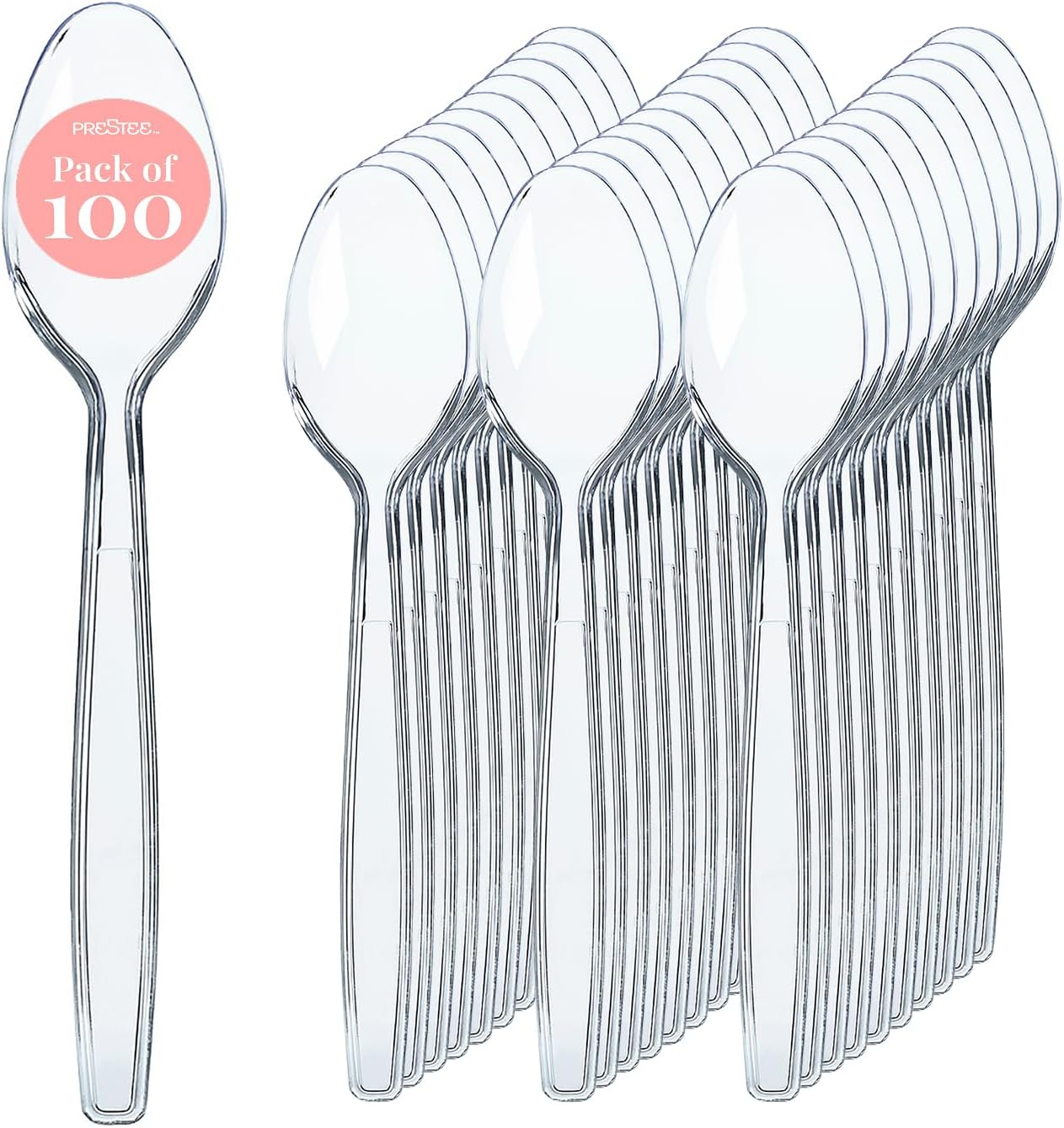 Elegant Clear Heavy-Duty Plastic Disposable Spoons Pack