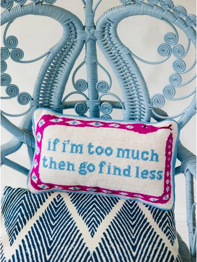 Handmade Embroidered Needlepoint Decorative Throw Pillow 9" x 15"