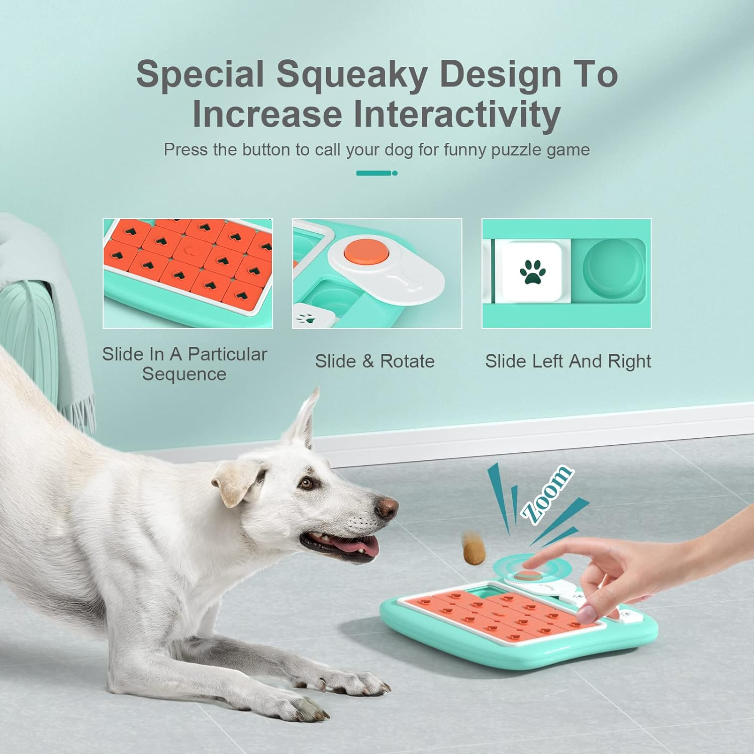 Dog Puzzle Toys,Interactive Dog Treat Puzzle for Iq Training, Dog Puzzle Toy for Dogs with Squeaky Dog Button Design