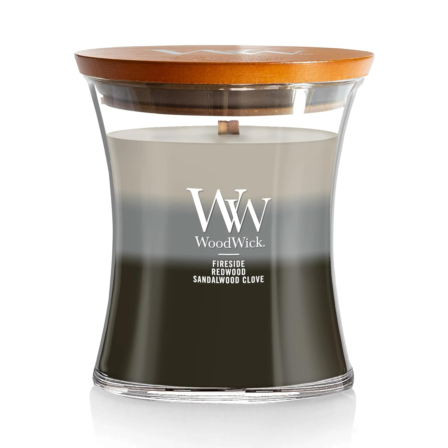 WoodWick Medium Hourglass Trilogy Scented Candle, Warm Woods, 9.7 oz