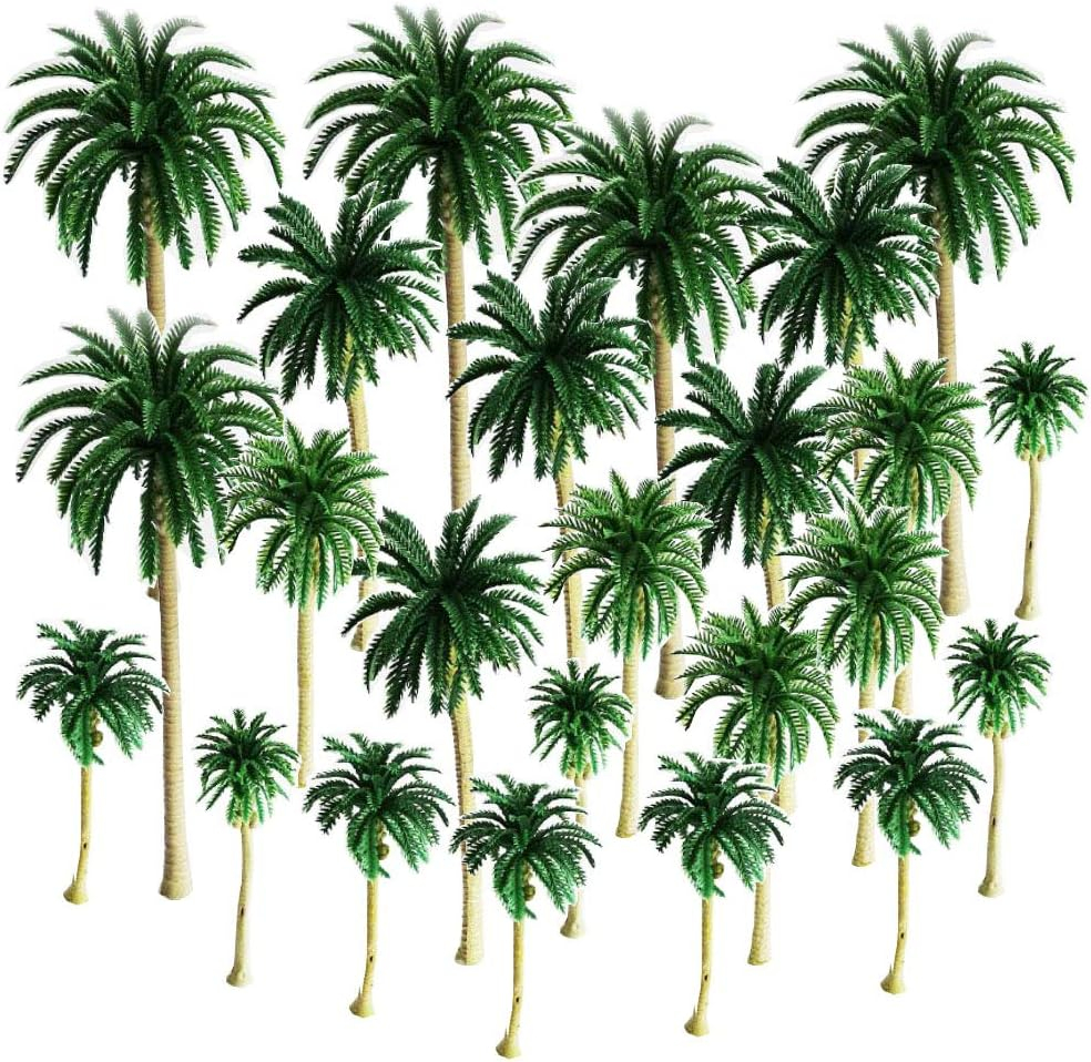 30PCS Mixed Model Trees Coconut Palm Scale Tree Diy Rainforest Scenery Layout