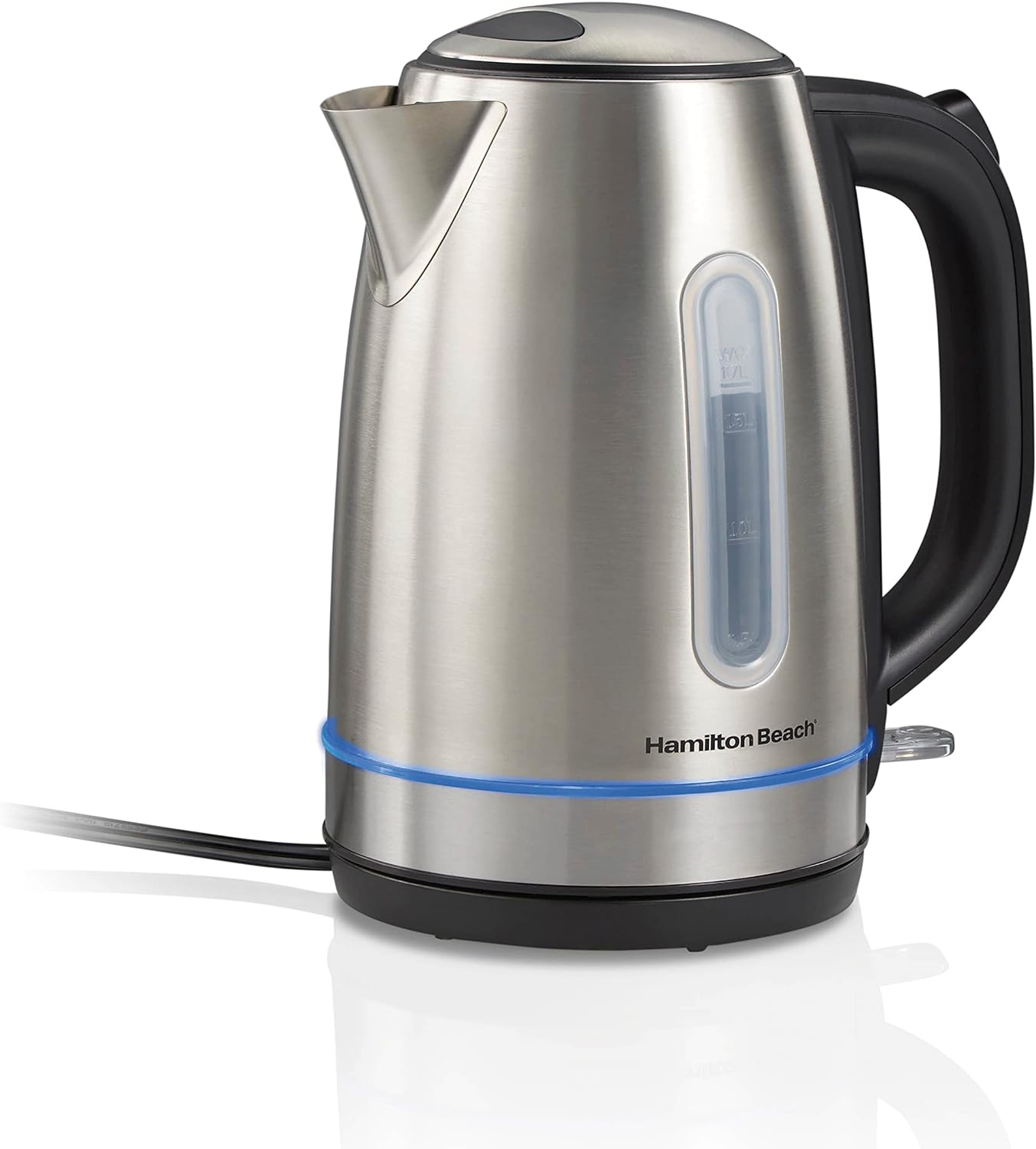 Hamilton Beach Stainless Steel Electric Kettle with LED Light Ring, 1.7 Liter Capacity, 41037G