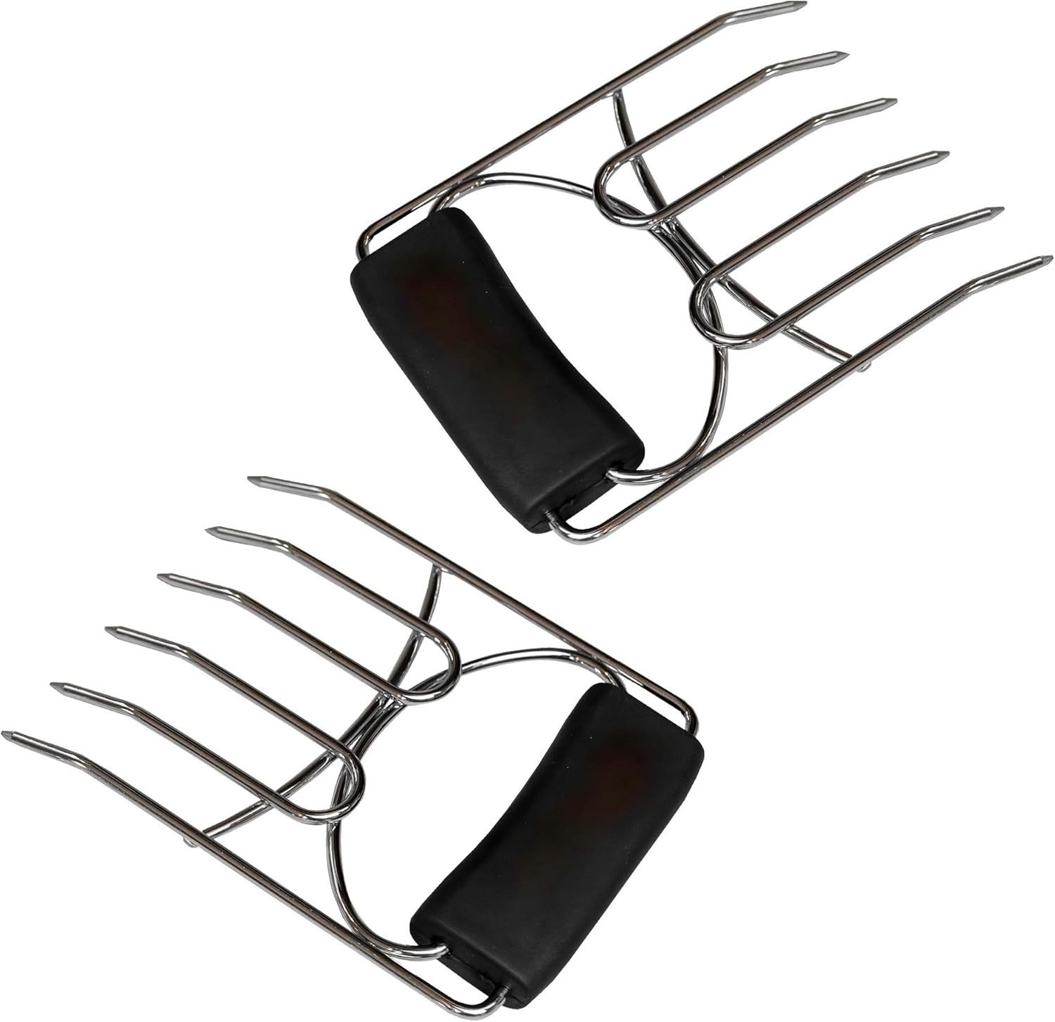 Heavy-Duty Stainless Steel Meat Shredding Claws with Black Rubber Handles