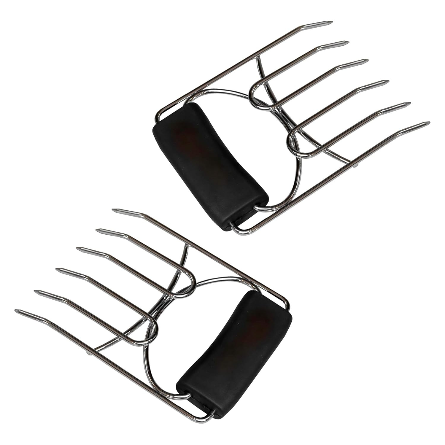 Heavy-Duty Stainless Steel Meat Shredding Claws with Black Rubber Handles