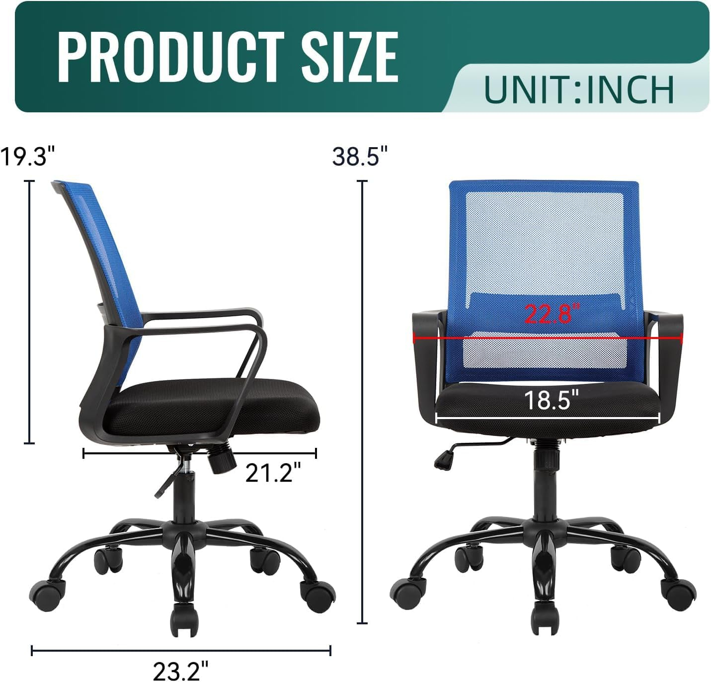 Ergonomic Mesh Computer Office Desk Midback Task Chair w/Metal Base Set of 2