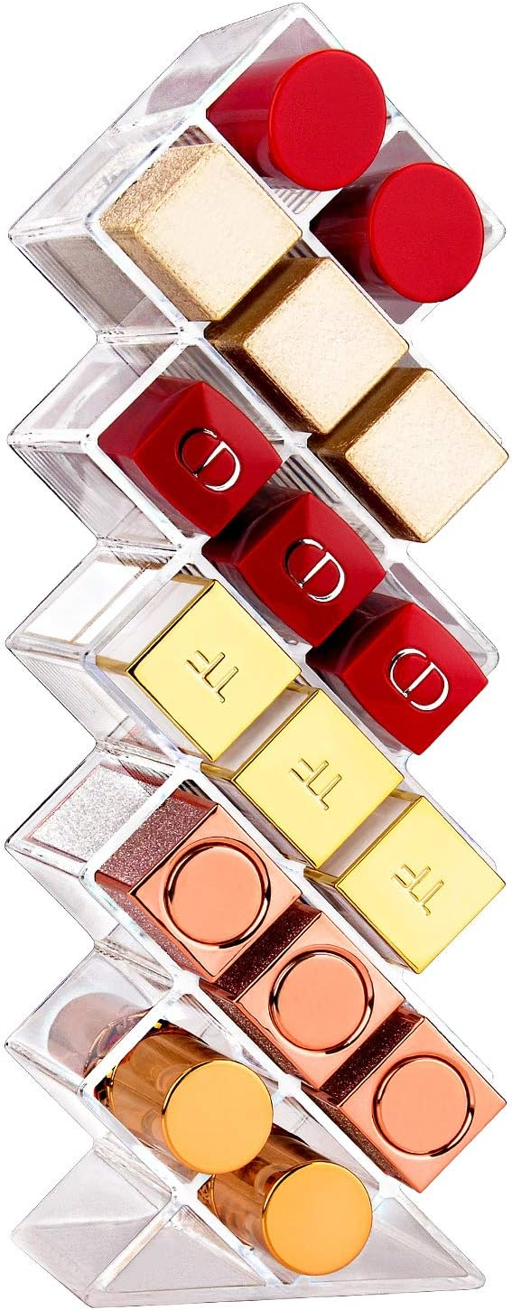 JessLab Lipstick Organizer, Acrylic Clear Lipstick Holder Cosmetic Makeup Organizer, 16 Slots