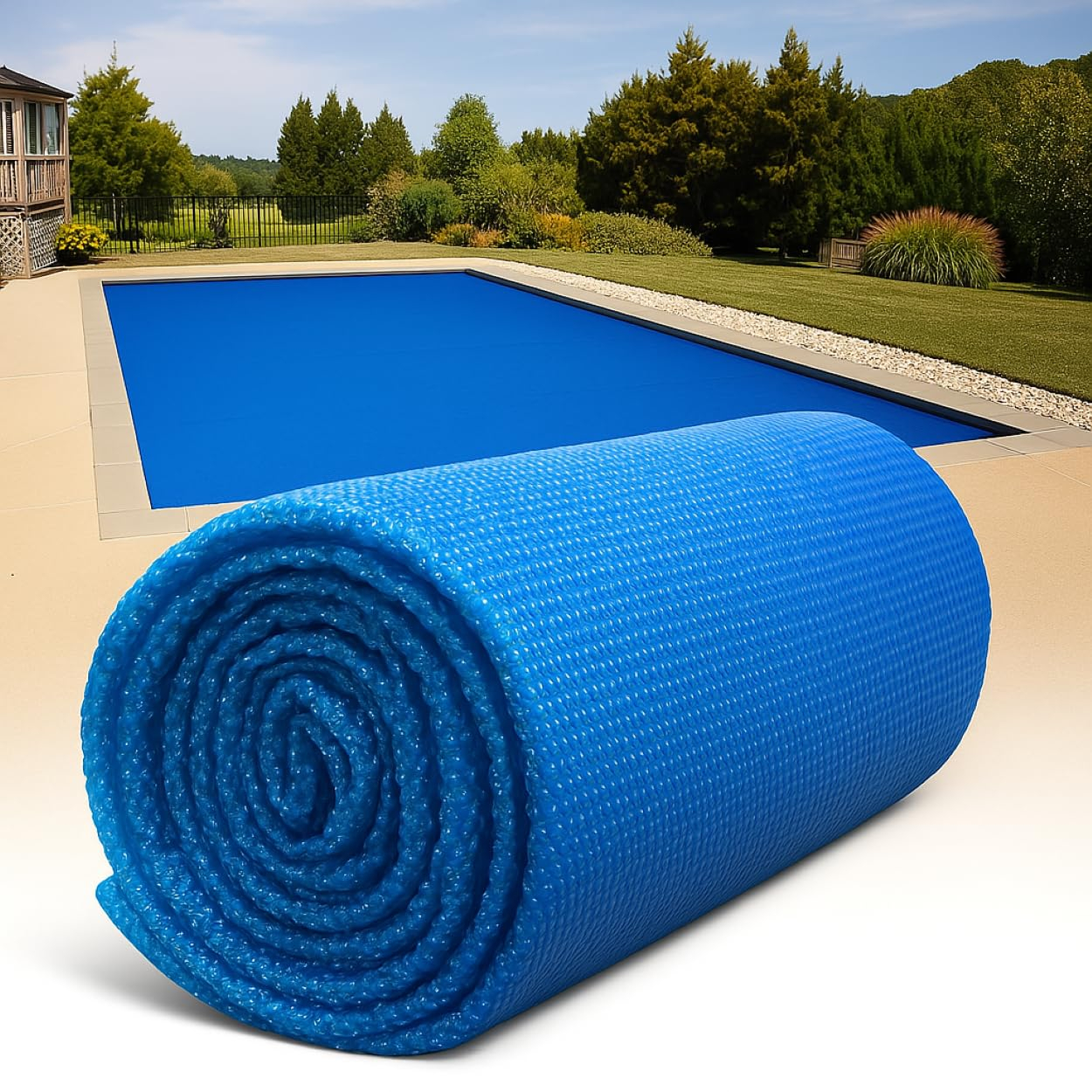 SunHeater Durable Trimmable Water Resistant Pool Covers, Blue, 14' x 28'