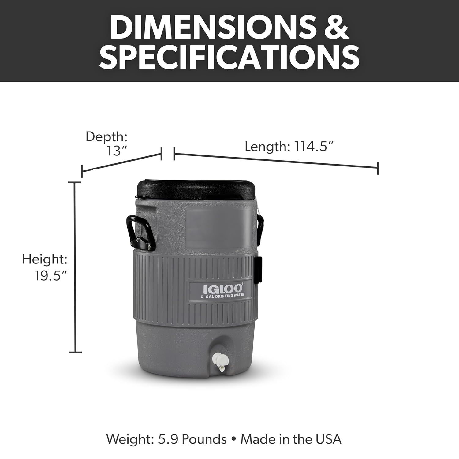 Igloo Sports Cooler Water Beverage Dispenser, Insulated 5 & 10 Gallon Water Cooler, Insulated Drink Dispenser with Spout, Portable Handwashing Stations