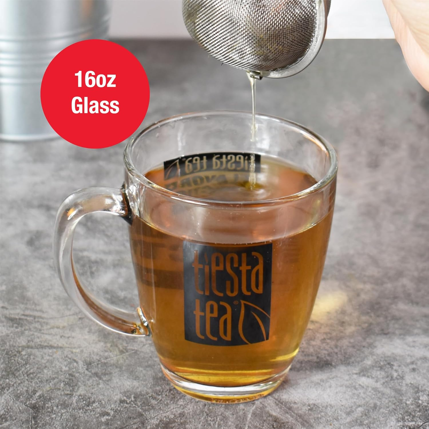 Tiesta Tea - Tea Mug with Handle, 12.5 Oz Clear Glass Tea Cup, Microwave & Dishwasher Safe, Ideal to Use with Any Tea Brewing Accessories, Suitable for Hot Tea, Iced Tea & Coffee