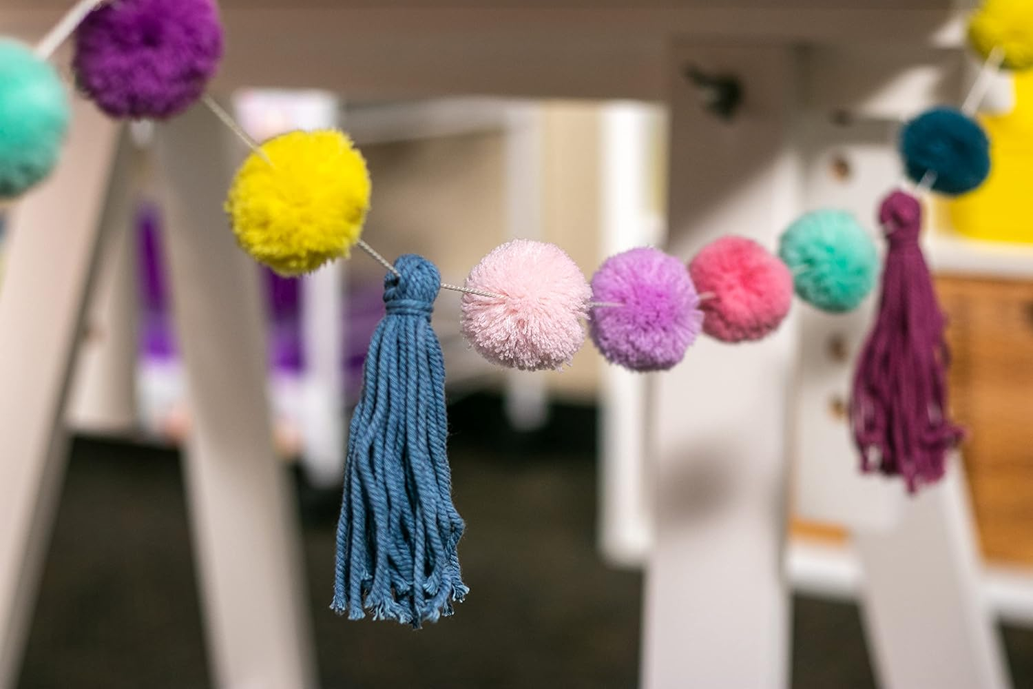 Colorful Pom-Poms and Tassels 60-Inch Party Garland