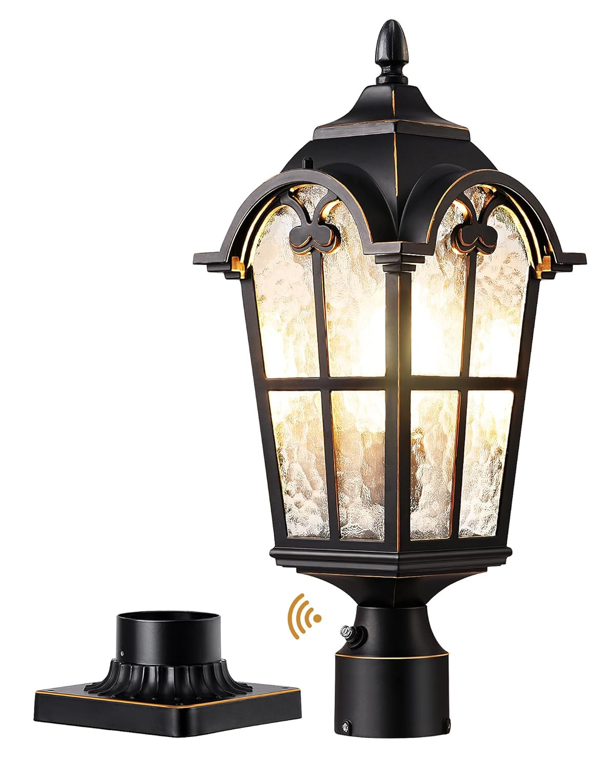 22 in. Large 1-Light Black Aluminum Dusk to Dawn Outdoor Waterproof Pier Mount Light with No Bulbs Included