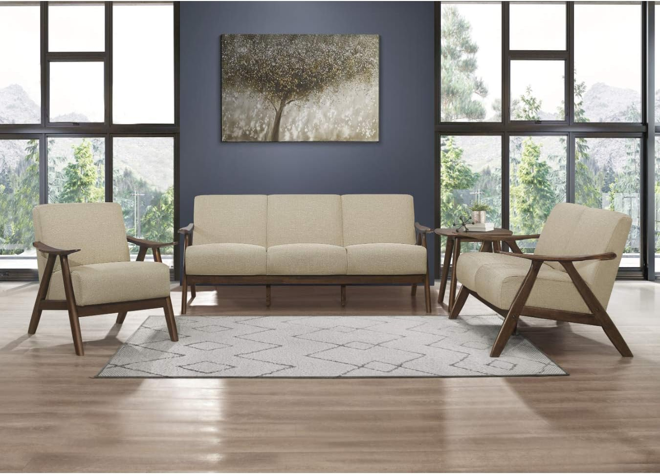 Lexicon Damala Collection Silla Decorativa con Estructura de Madera de Inspiración Retro, Marrón Claro